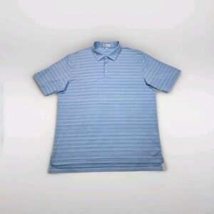 Peter Millar Summer Comfort Polo Shirt Men's XXL Blue Striped Performance Golf